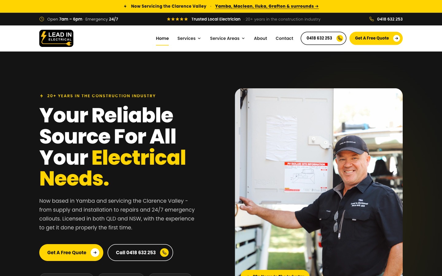 Lead In Electrical website homepage