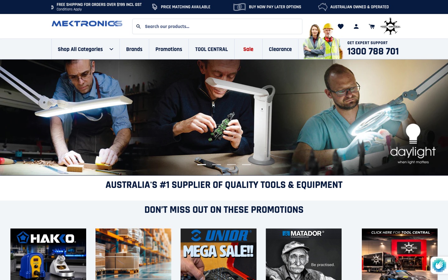 Mektronics Shopify store homepage